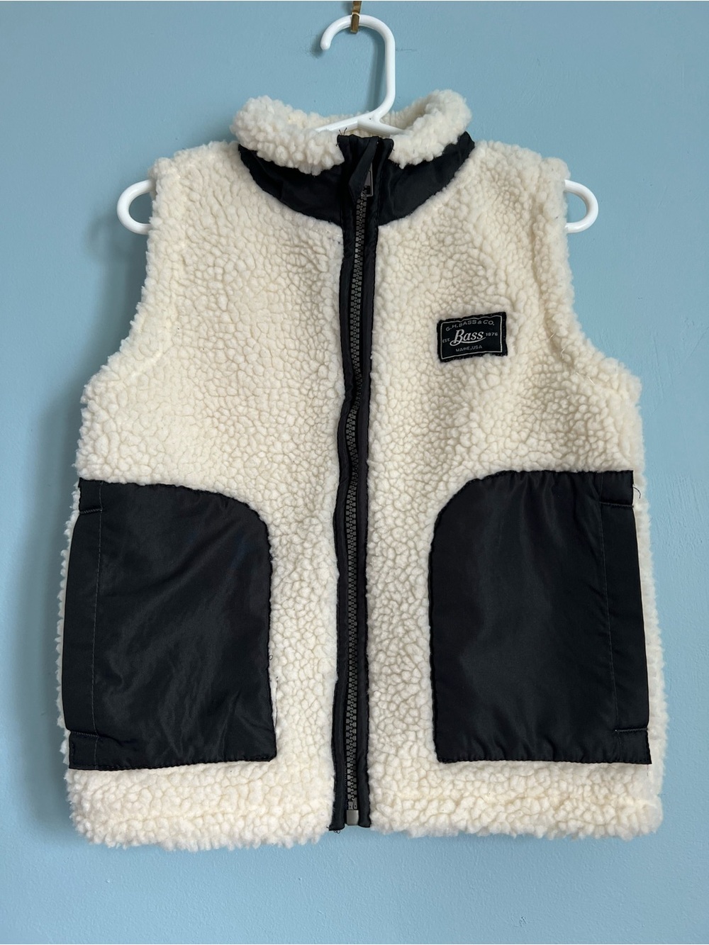 Bass Cream Sherpa Vest with Black Trim